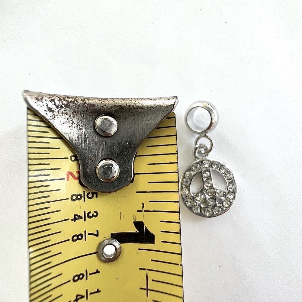 Silver Peace Sign Rhinestone Charm - Picture 2 of 2